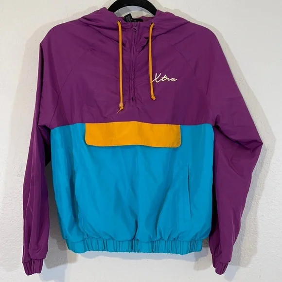 FOREVER 21 Colorful Windbreaker Lightweight With Pockets Size Small - Picture 2 of 4